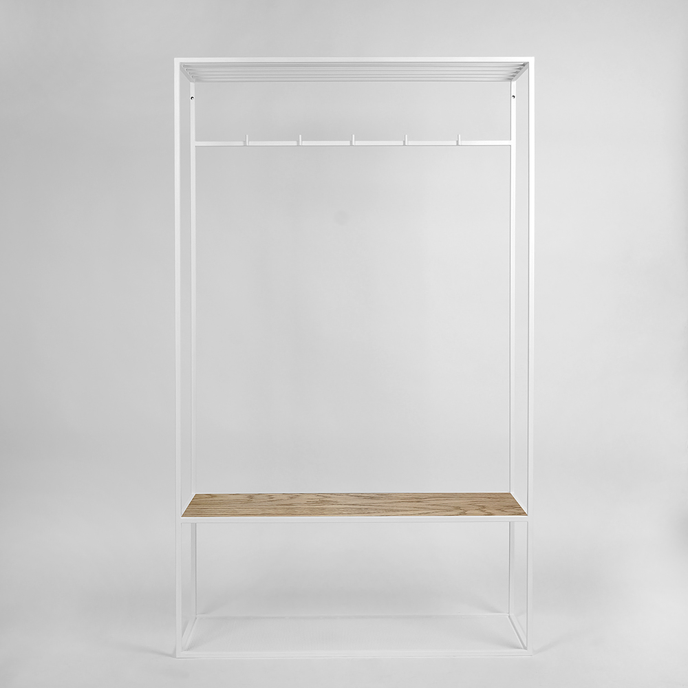 Вешалка в прихожую с полкой белая, темный дуб Hallra white INTELLIGENT DESIGN ВЕШАЛКИ HALLRA 261050 Белый;коричневый  - Вид №1