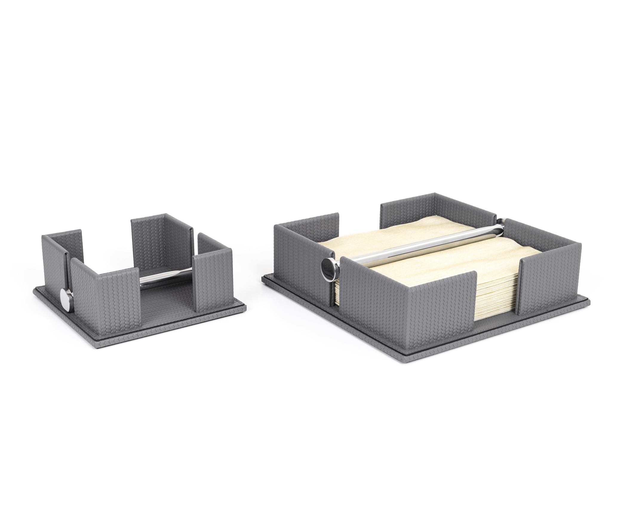 Салфетница - 16X16XH7 см/металл-хром/зернистая кожа_верблюжий Pinetti 00.1467.029.011 - Вид №3