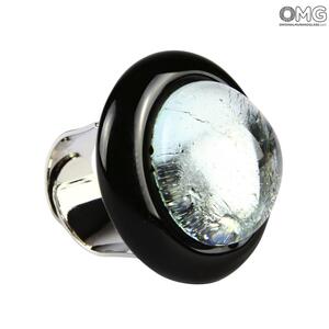 2481 ORIGINALMURANOGLASS Кольцо — стекло соммерсо серебряное— муранское стекло - Original Murano Glass OMG 3 см