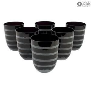 1738 ORIGINALMURANOGLASS Набор из 6 бокалов Nero J - Черный - Carlo Moretti - муранское стекло 8 см