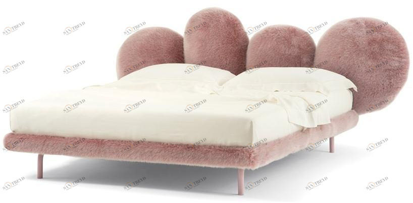 edra Двуспальная кровать обтянута экологическим мехом Cipria Cprb50