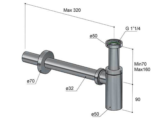 Латунный сифон для умывальника Hotbath Ace ARCH-00103344 - Вид №1