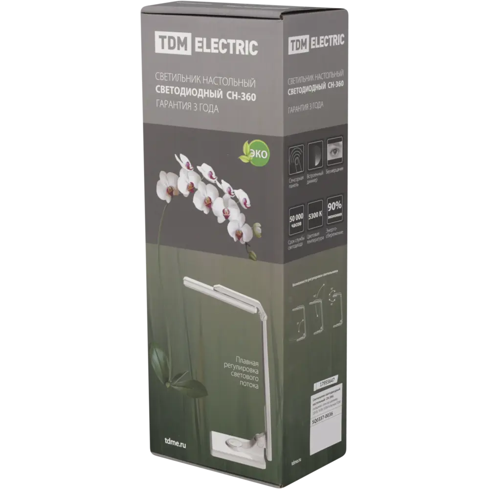 Настольная светодиодная лампа СН-360 10 Вт, диммер, цвет белый TDM ELECTRIC STLM-2094305 - Вид №8