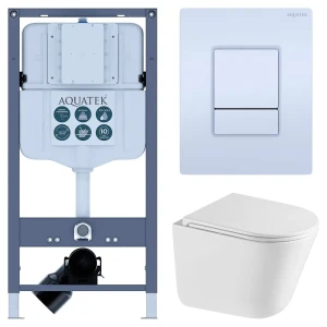 Комплект инсталляции Aquatek Pneumo N 49 с безободковым унитазом Iddis Lahta клавиша Aquatek Pnn-0000001 белая