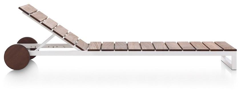 GANDIABLASCO Садовая кушетка из тика на колесиках Saler teak sun-id-1481371 - Вид №1