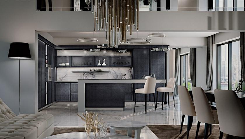 Martini Interiors Кухня на заказ из эвкалипта с островком с ручками Essenza sun-id-1352271 - Вид №2