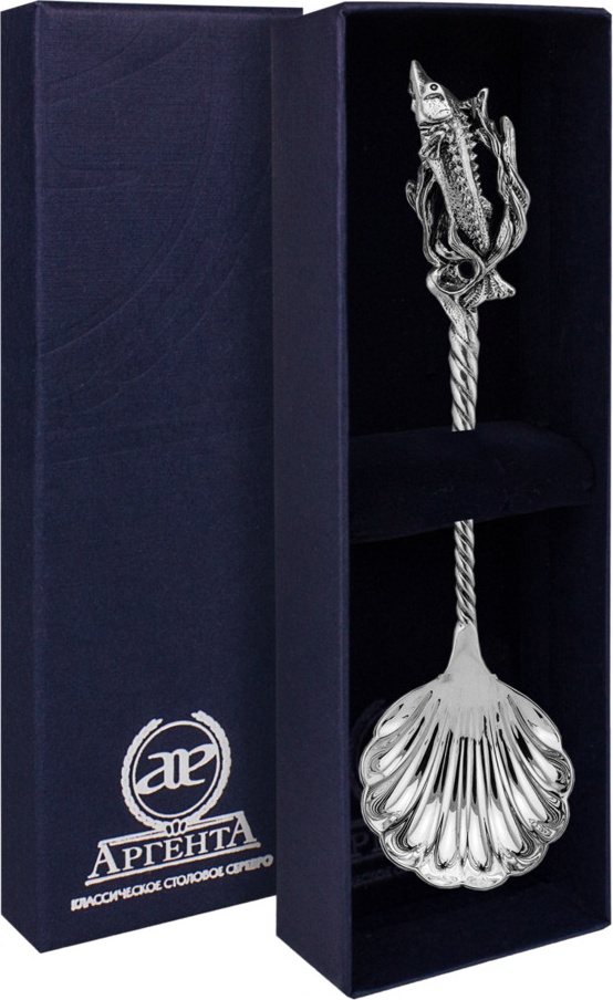 10621881 Аргента (Россия) Ложка д/икры "Осетр" с черн Серебро 925 