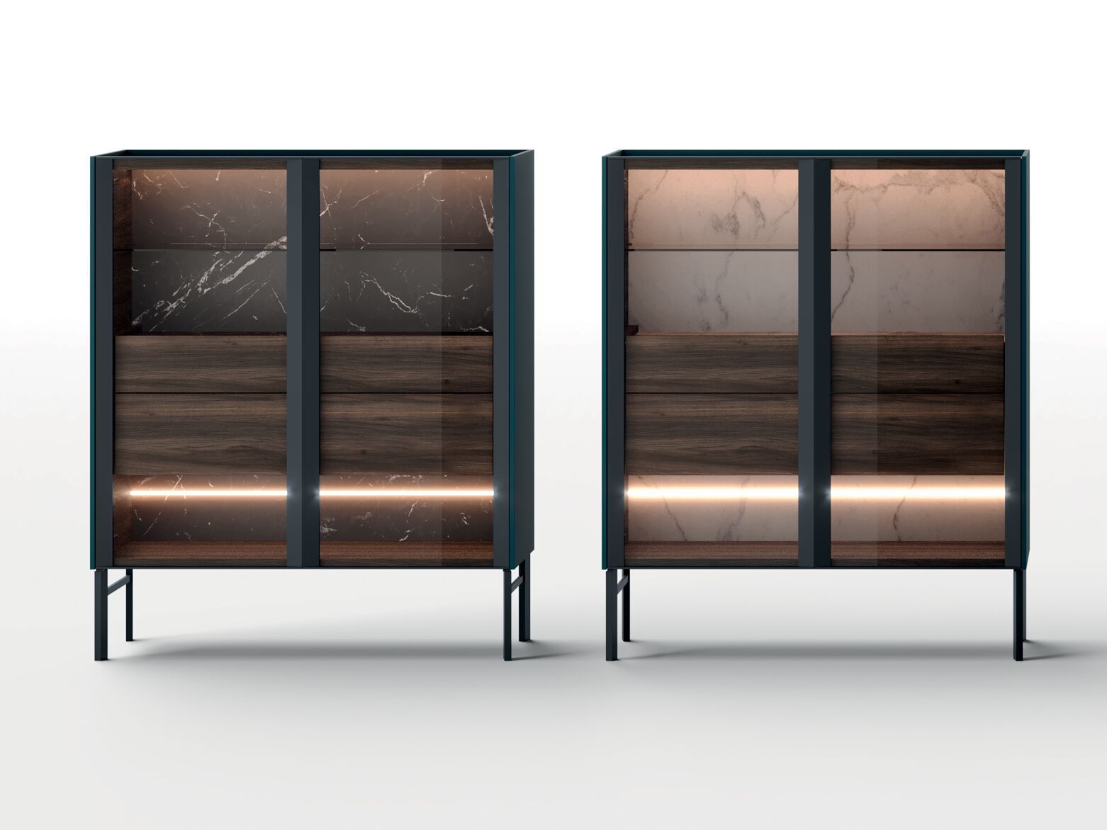 Деревянный и стеклянный шкаф со встроенным освещением Kico Living Complements ARCH-00081544