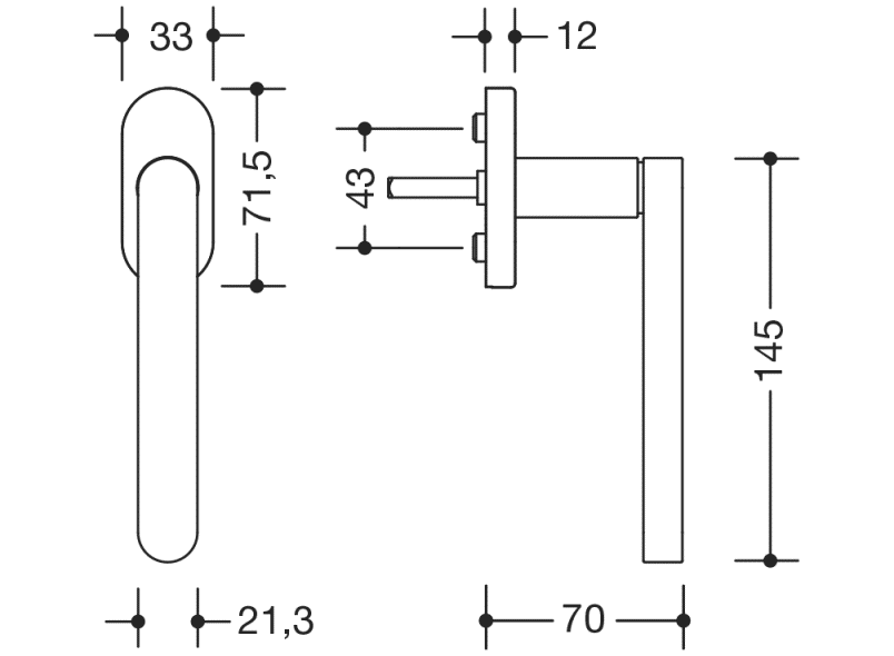270XPFG.1 оконная ручка HEWI Serie 270 | Edelstahl  - Вид №1