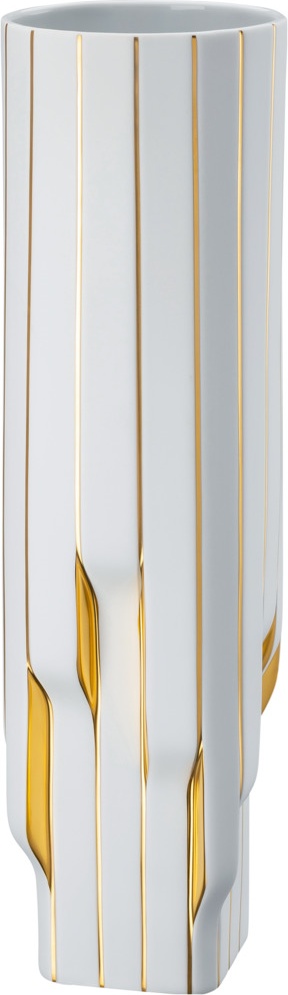 10640570 Rosenthal Ваза Rosenthal Полосы 45см, фарфор, белая, золотая (Заха Хадид) Фарфор 