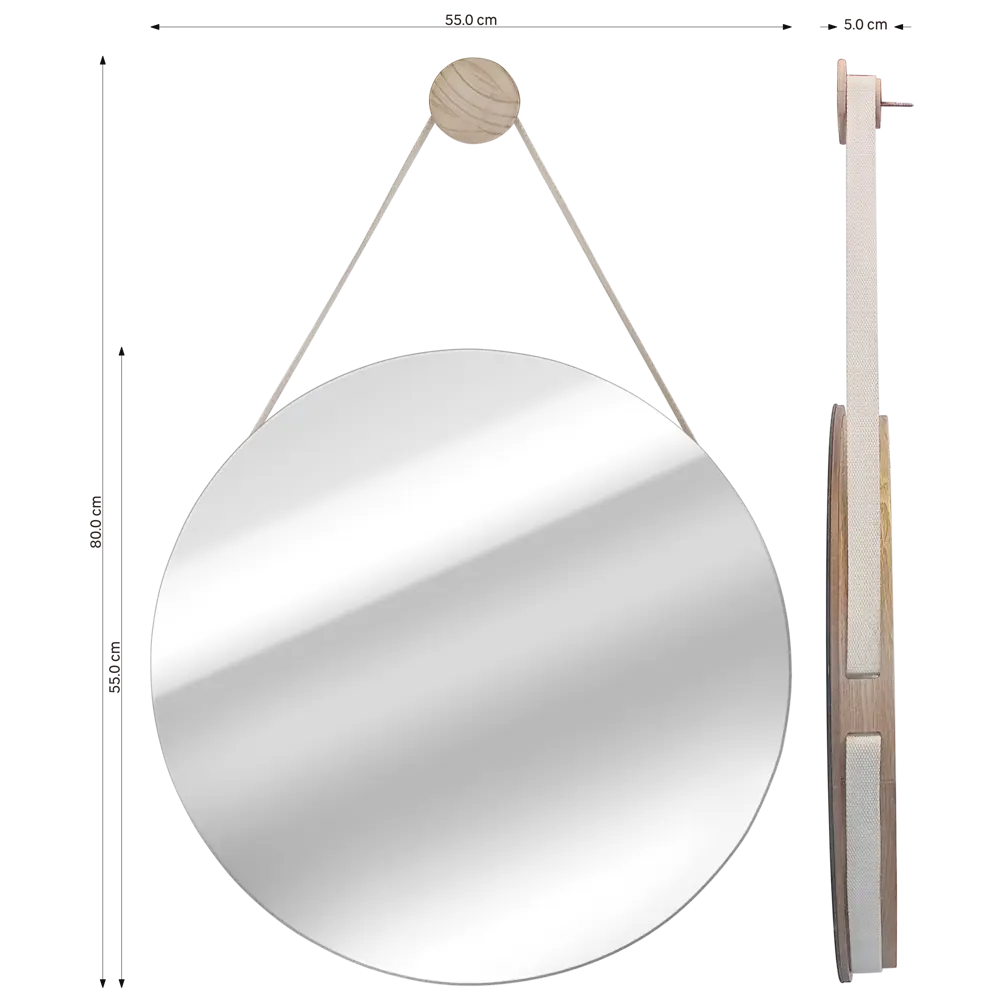 Зеркало INSPIRE Nordik Barbier Naturoak круглое 55 см без рамы 86484810 STLM-1444441 - Вид №8