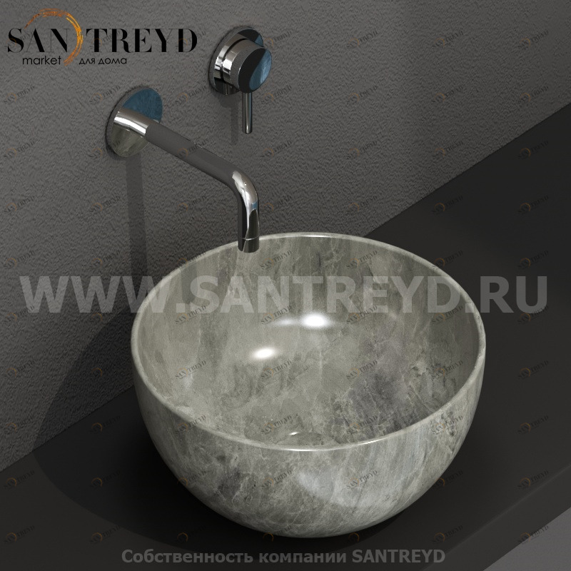 B6T30AG Накладная раковина на столешницу  круглая Ceramica Globo T-EDGE