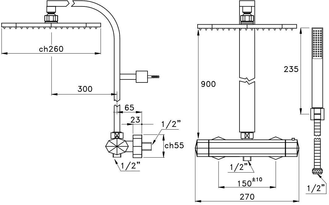 RUBINETTERIE STELLA Душевая стойка с ручным душем Firenze 3287tm33 - Вид №2