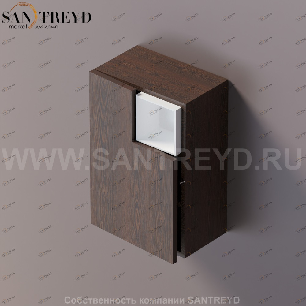 FLAT V Подвесной шкаф с мыльницей с петлями слева. Отделка: коричневый дуб. AFXMO238042RURU Agape