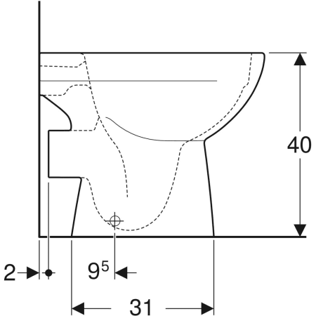 500.480.01.2 Напольный унитаз вертикальный смыв Geberit Renova, горизонтальный выпуск, полузакрытая форма, Rimfree Geberit  - Вид №4