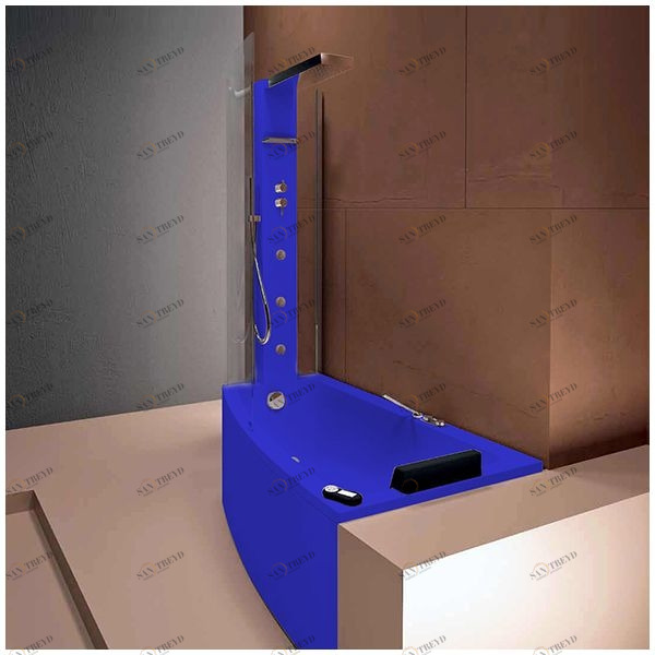Ванна с кабиной Gruppo Treesse Asyx Box Top VTL-V8261-B8220-DX-SI угловая синяя правосторонняя VTLV8261B8220DXSI