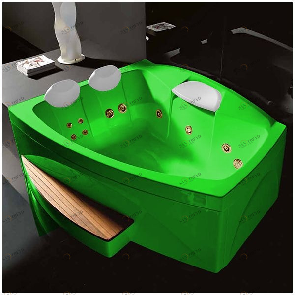 Ванна GRUPPO TREESSE Matrix Slim V7637-ZE большая с подголовником глубокая с гидромассажем зелёная с золотой фурнитурой STDV7637ZEZ