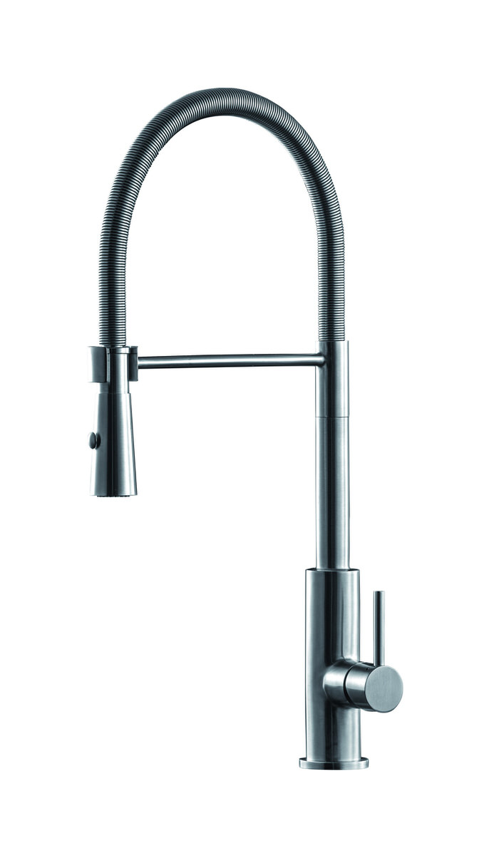 Смеситель для кухни с пружиной и боковой ручкой, сталь WE ARE IB ac386ss Brushed Nickel Acciaio