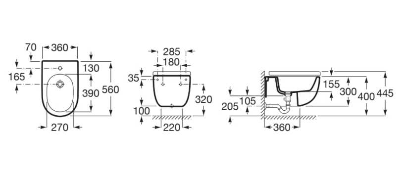 Фарфоровая подвесная настенная проволока для биде Roca Meridian ARCH-00055211 - Вид №2