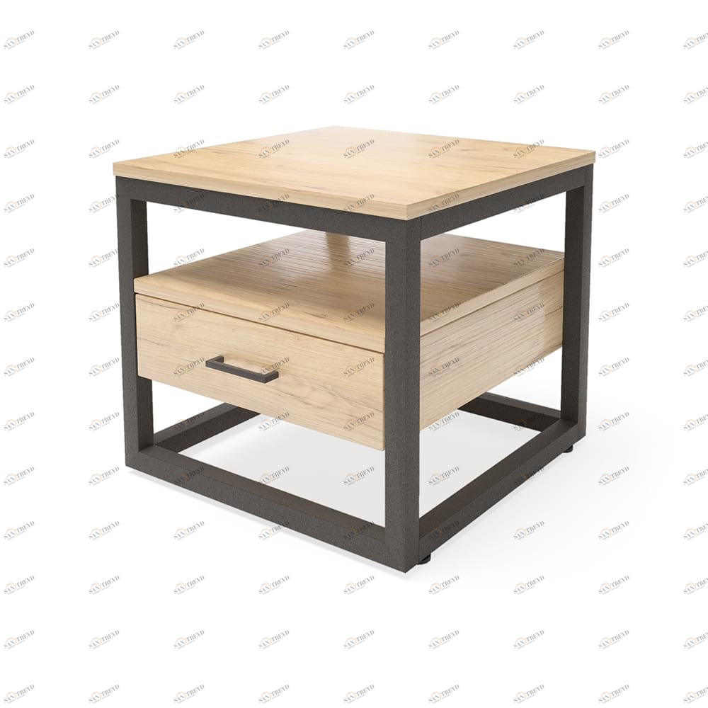 Тумбочка прикроватная с выдвижным ящиком светло-коричневая Neo Loft MILLWOOD TWINKLE 134469 Бежевый;дуб сонома 