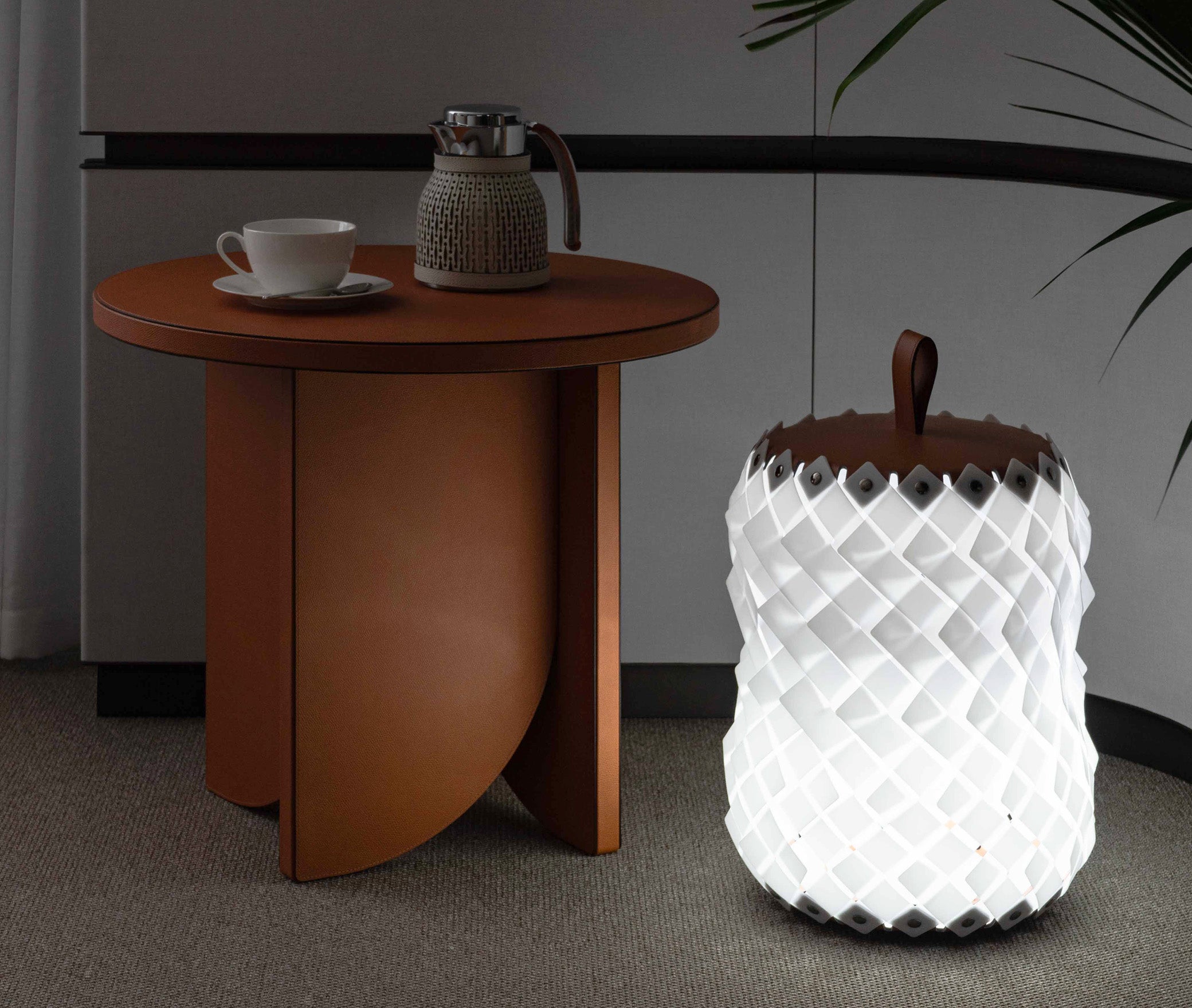 Напольный фонарь Almeria - Ø 45XH36 см / регенерированная кожа_coffee Pinetti 00.2074.082.015 - Вид №6