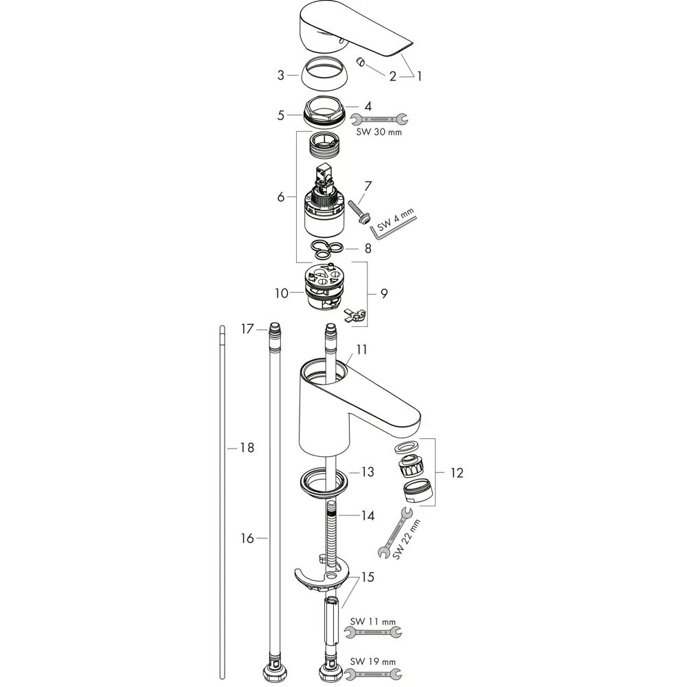 Смеситель для раковины Hansgrohe Logis E однорычажный цвет хром 18624891 STLM-2174099 - Вид №7