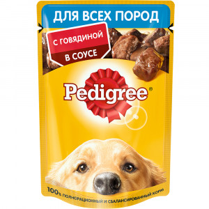 ПР0053688 Корм для собак Говядина в соусе пауч 85г PEDIGREE