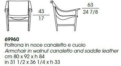 Giorgetti Кресло из орехового дерева и кожи с подлокотниками sun-id-1385403 - Вид №7