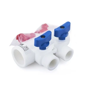 Коллектор с шаровыми кранами RTP 25 мм на 2 выхода 20 мм полипропилен