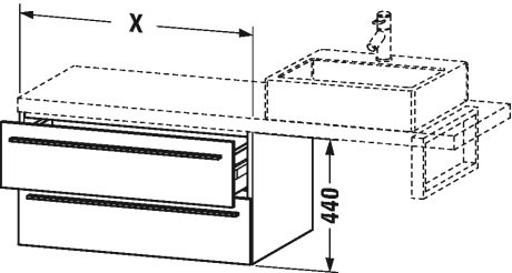 XL543905151 X-Large Шкафчик для консоли Сосна коричневая, декор Duravit - Вид №1