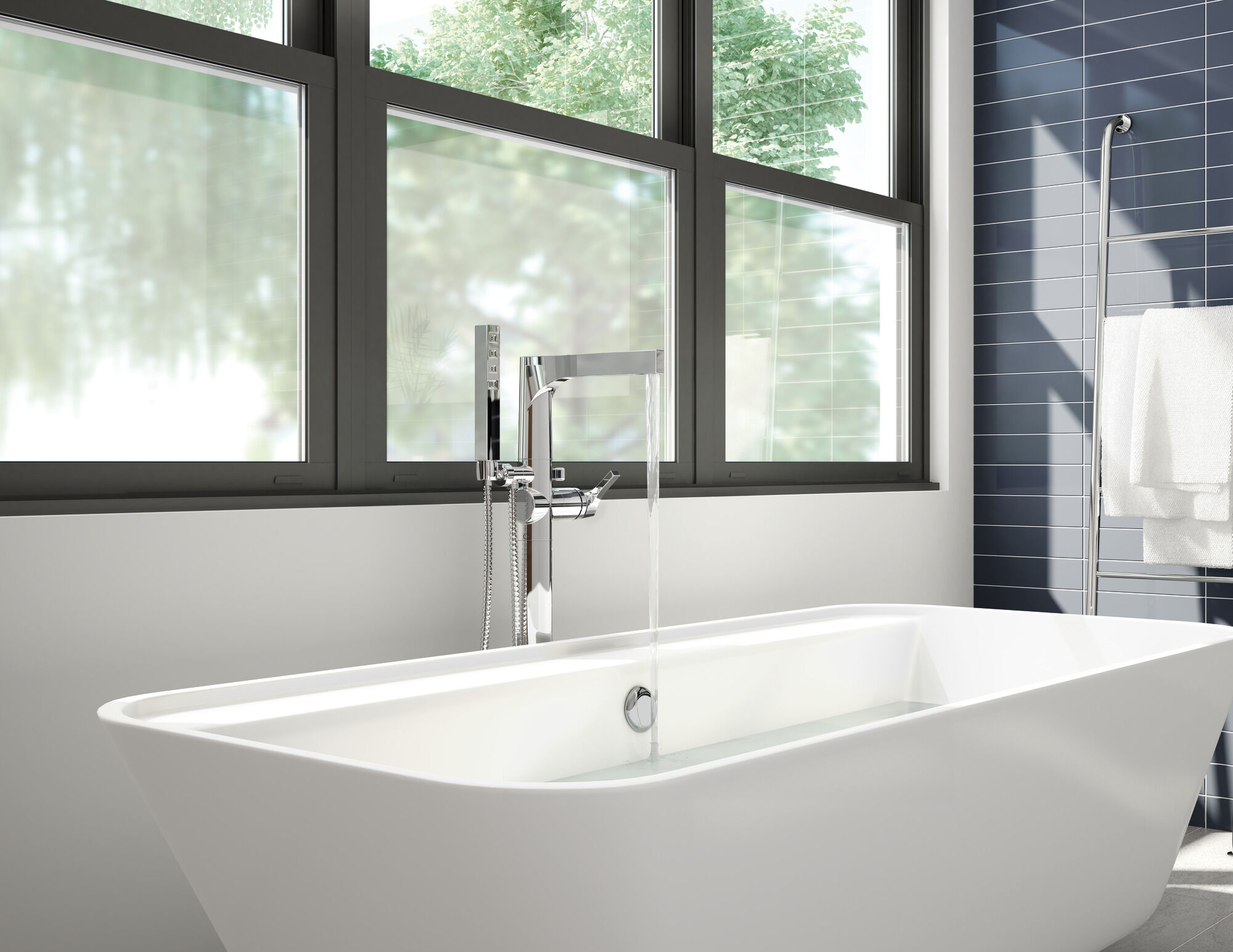 T4774-BLFL Напольная накладка для ванны с одной ручкой и ручным душем Delta Faucet Zura Матовый черный  - Вид №15