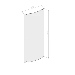 Стекло для распашной душевой двери Domani-Spa Simple 1/4 круга высокий поддон прозрачное 90x90 см