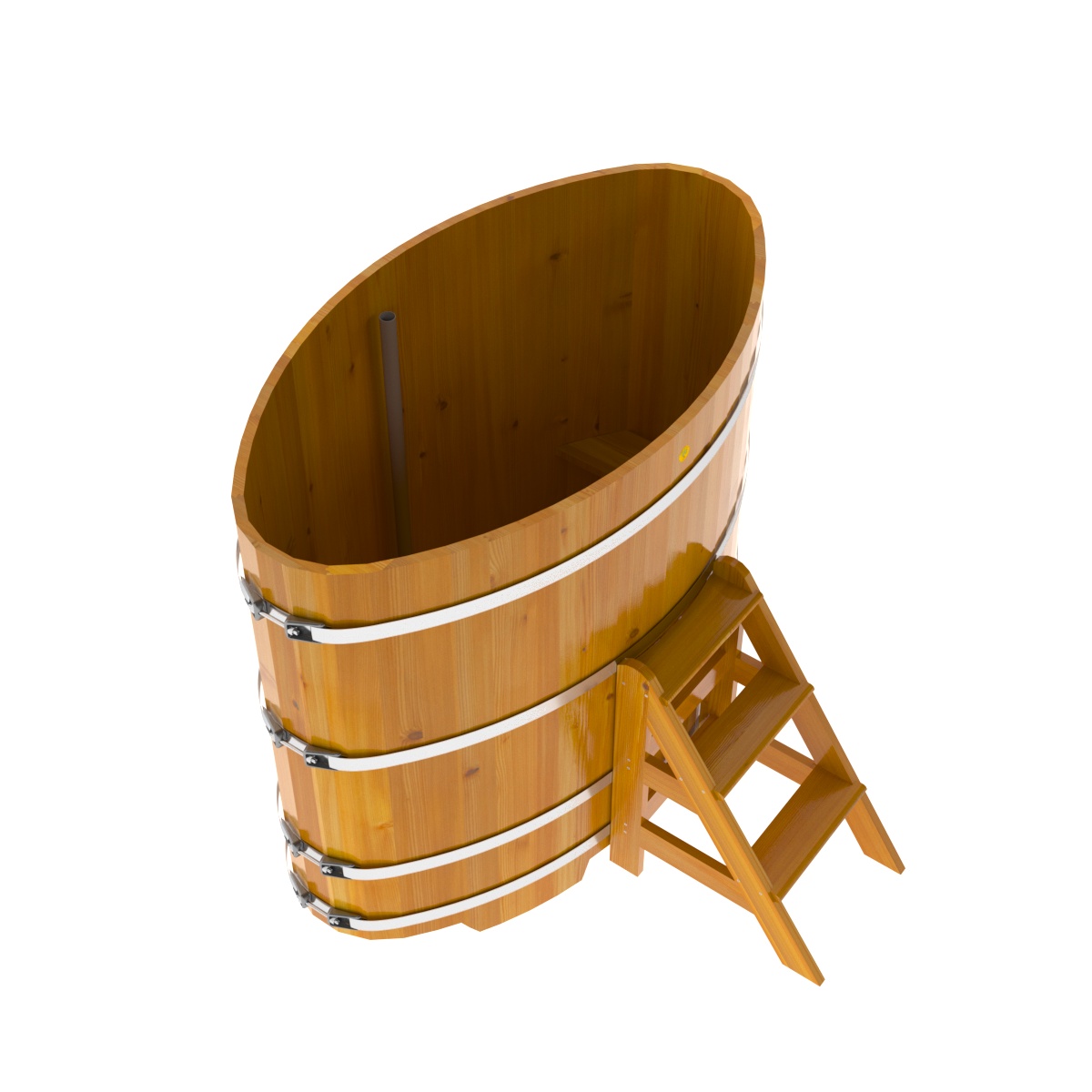 2276 Купель овальная из лиственницы Рустик 0,92х1,66х1,4 натуральная Alyarus  - Вид №2