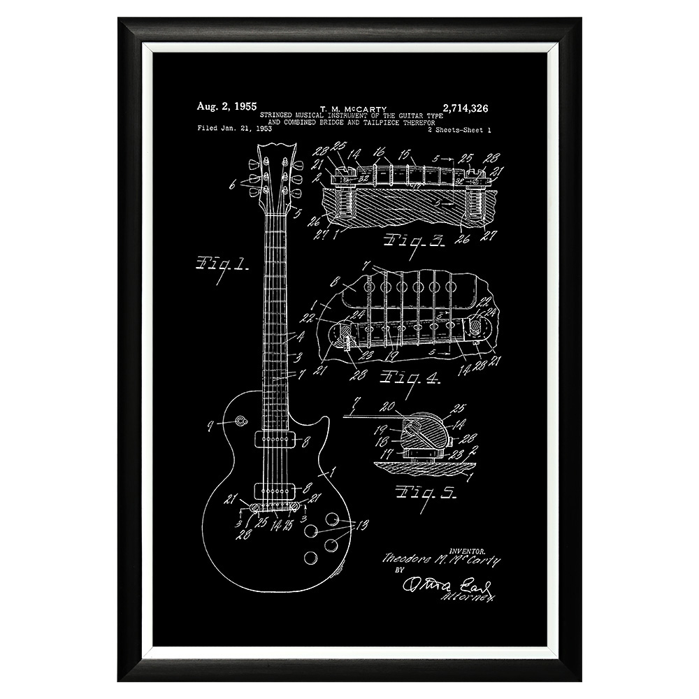 896519417_1818 Арт-постер «Патент на электрогитару Gibson (1955)» Object Desire 