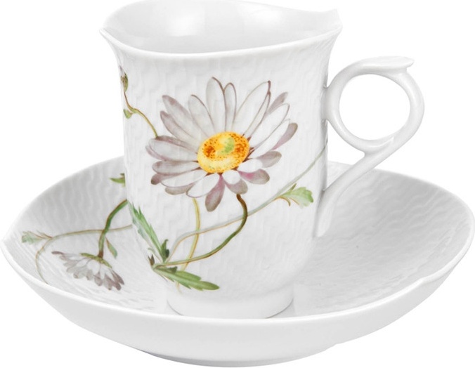 10572113 Meissen Чашка кофейная с блюдцем 180мл "Игра волн, рельеф, маргаритка" Фарфор 