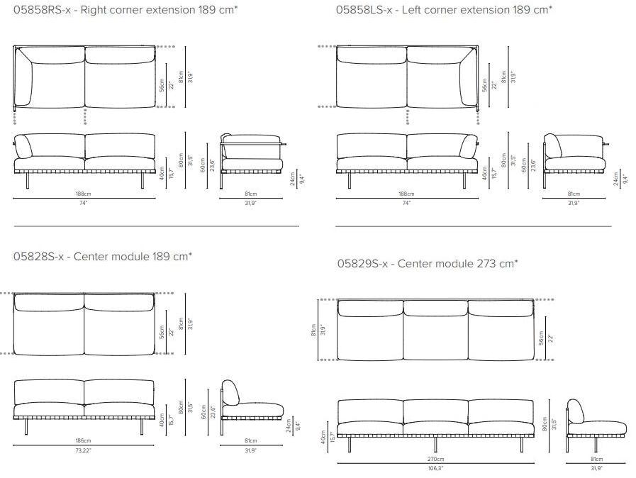 TRIBÙ Угловой диван из ткани с шезлонгом Natal alu sofa sun-id-1400871 - Вид №13