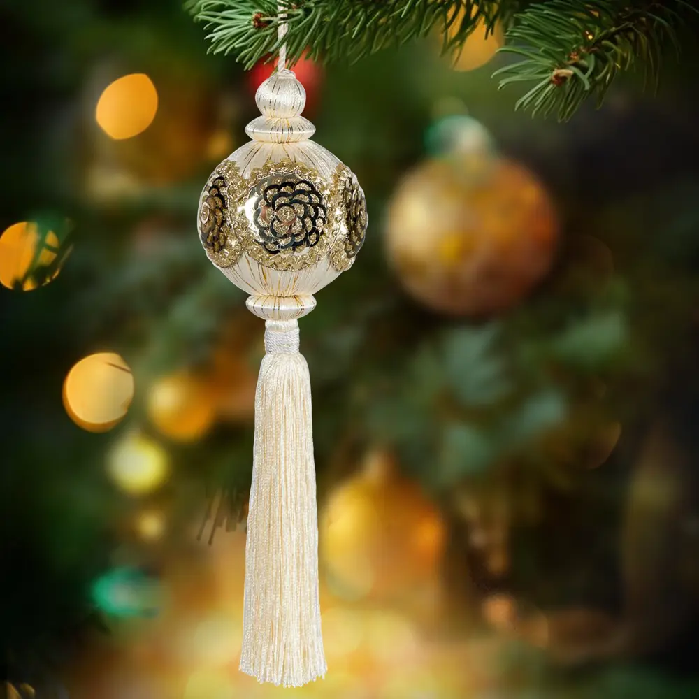 89381675 Украшение елочное «Кисть», 24x6 см, цвет белый STLM-1379205 Santreyd 