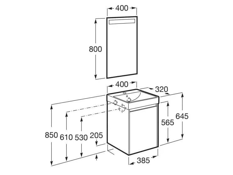 Деревянный подвесной умывальник с зеркалом Roca Ona ARCH-00049163 - Вид №12