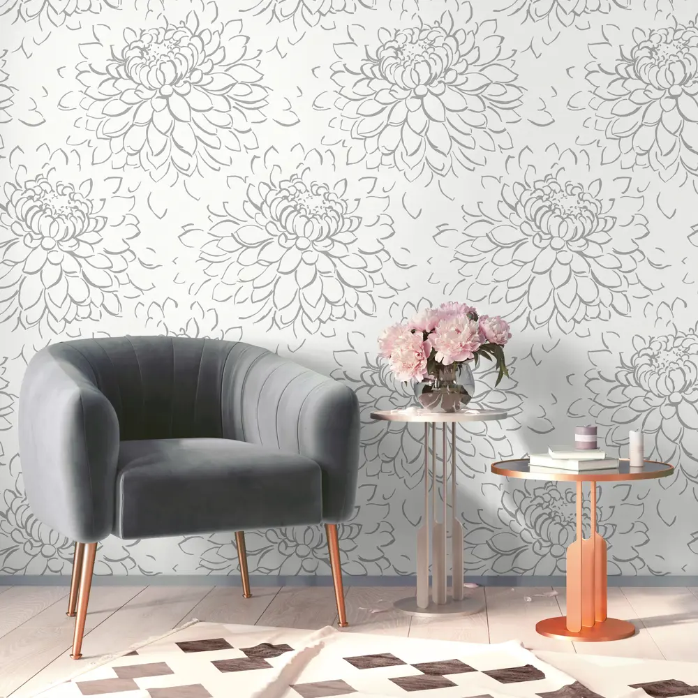 Обои флизелиновые Grandecolife Flower белые 1.06 м GDR142101 89335992 STLM-2195407 - Вид №3