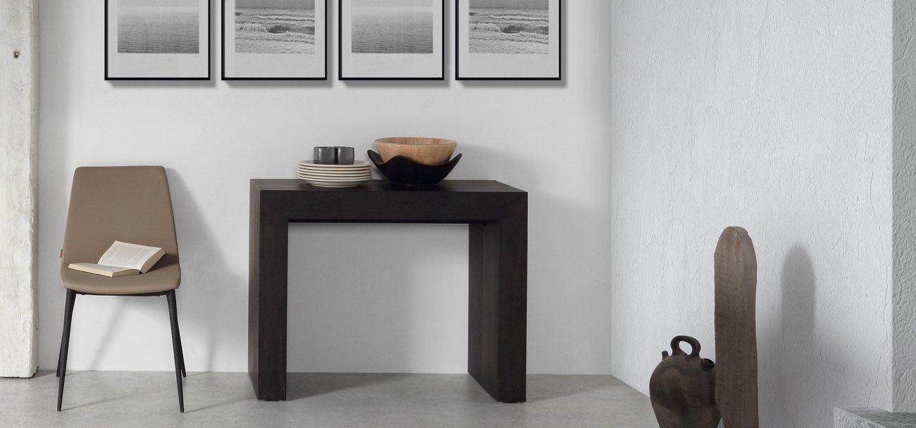 Обеденный стол раздвижной квадратный коричневый шпон 45-200 см Penta BARCELONA DESIGN  147028 Черный  - Вид №4