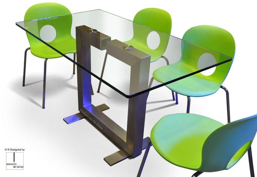 Gonzalo De Salas Прямоугольный обеденный стол из железа и стекла Isis sun-id-1424926 - Вид №2