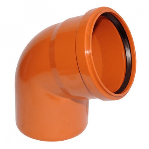 Отвод канализационный ПВХ 110мм 87° рыжий Политек 6384 - Вид №1
