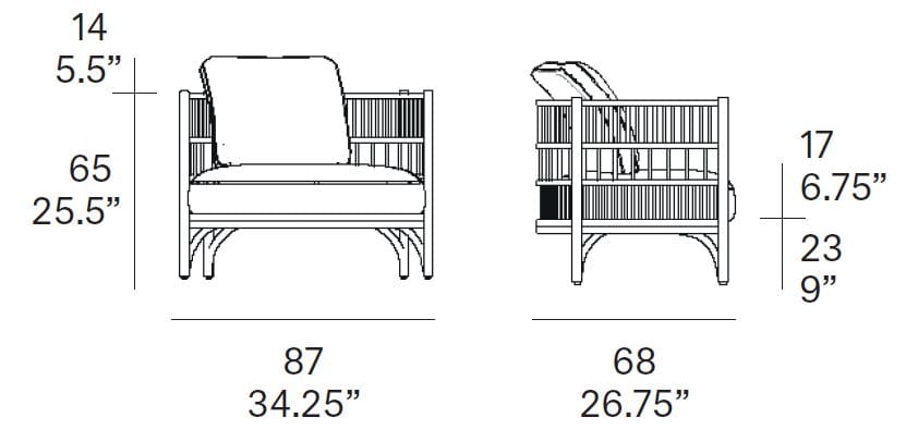 Кресло из ротанга с подлокотниками EXPORMIM Cadenza ARCH-00036005 - Вид №2