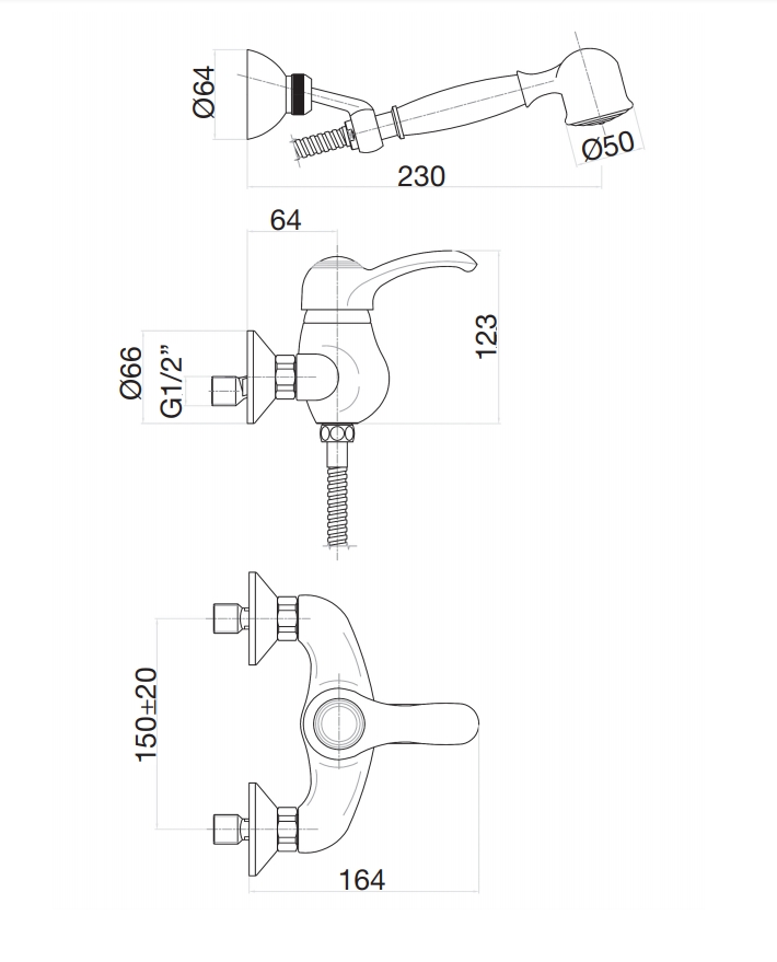 47CR5127 Смеситель для душа , хром Fiore JAFAR  - Вид №2