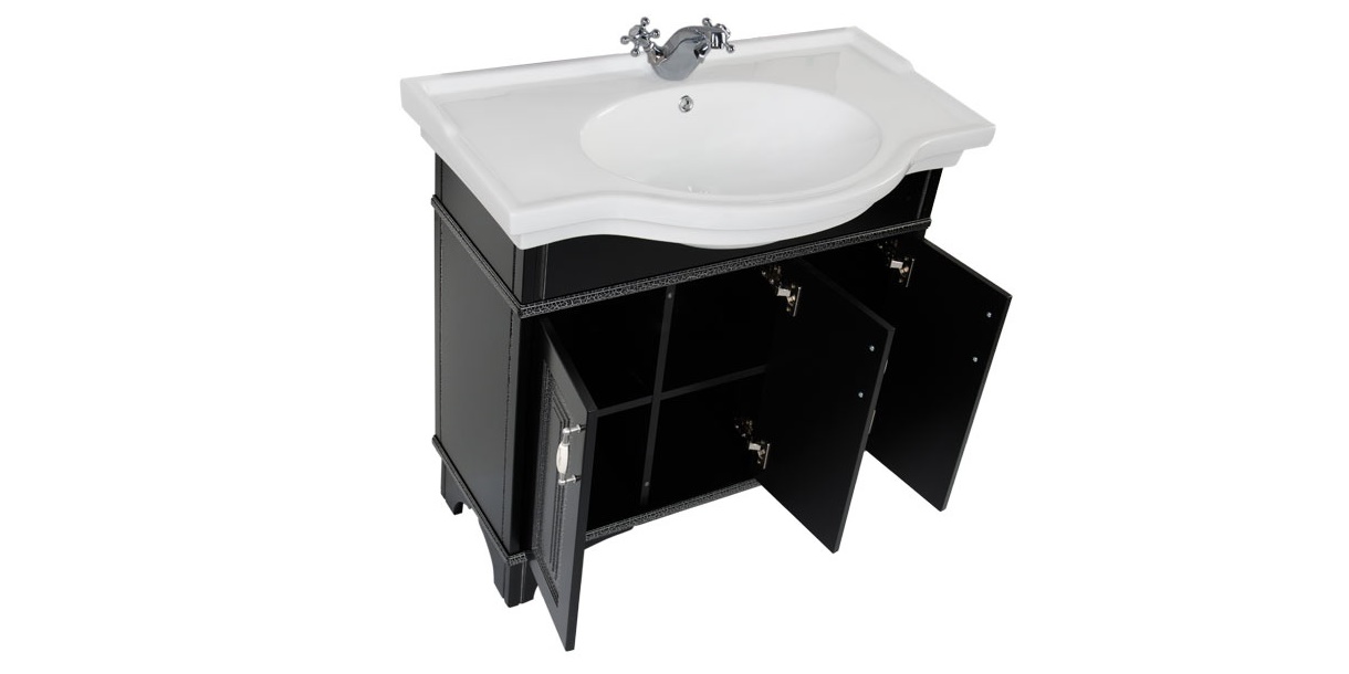 Комплект мебели Aquanet Валенса 90 черный краколет/серебро 00180447 - Вид №4