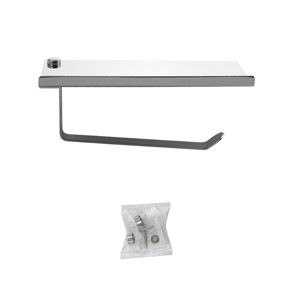 GFmark - Держатель туалетной бумаги из нержавеющей стали, антивандальный, с полочкой, код: 79905  - Вид №3