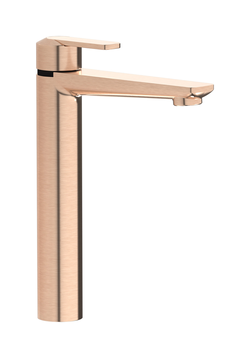 Высокий смеситель для раковины на 1 отверстие в комплекте с донным клапаном WE ARE IB c6202sr Brushed Rose Gold C-67