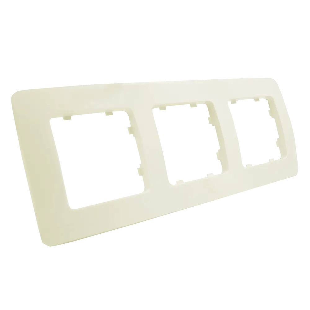Рамка для розеток и выключателей Hegel 3 поста цвет слоновая кость STLM-2056978 - Вид №1