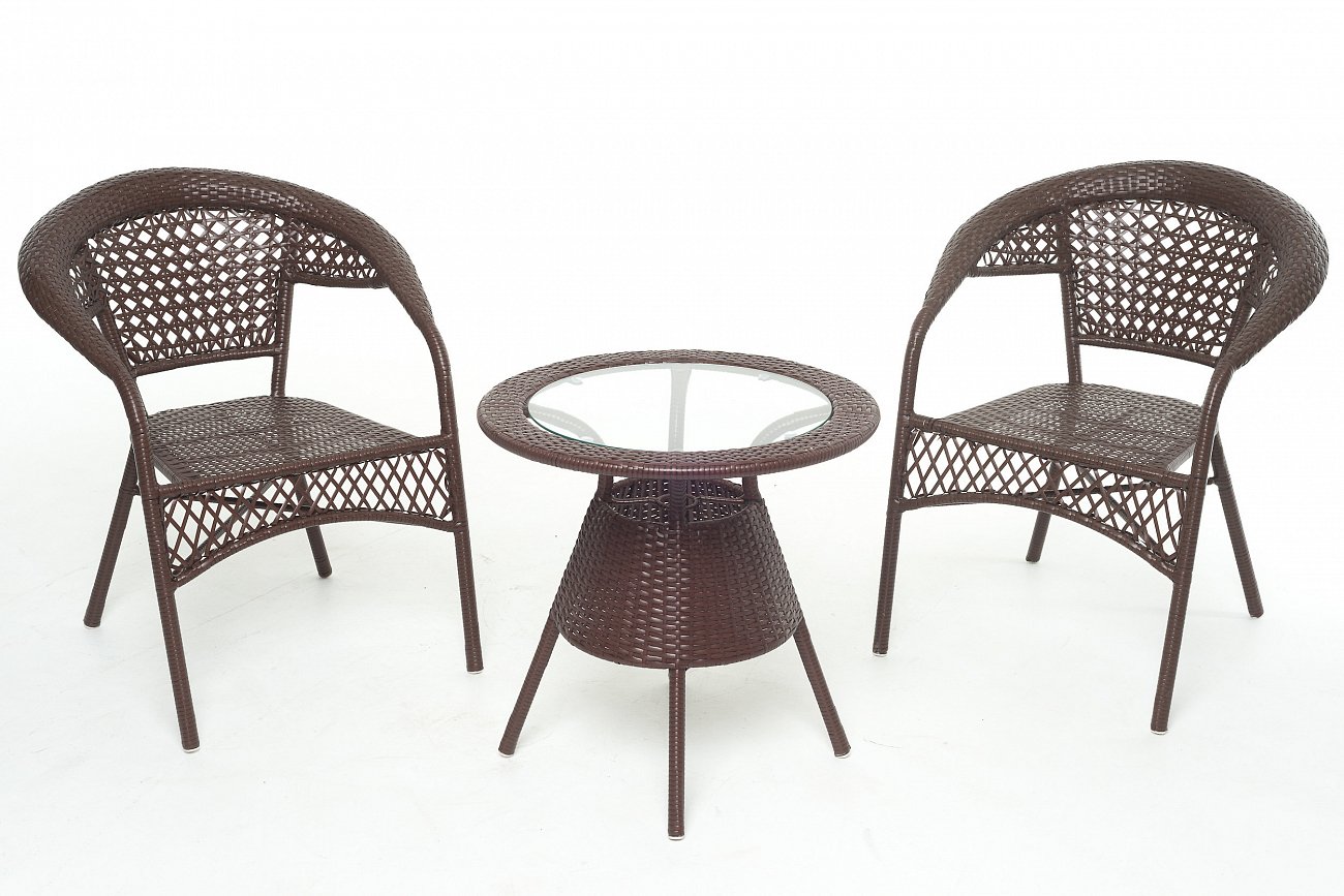 Кофейный столик из искусственного ротанга 60х60 см коричневый Vinotti VINOTTI  00-3885171 Коричневый  - Вид №1