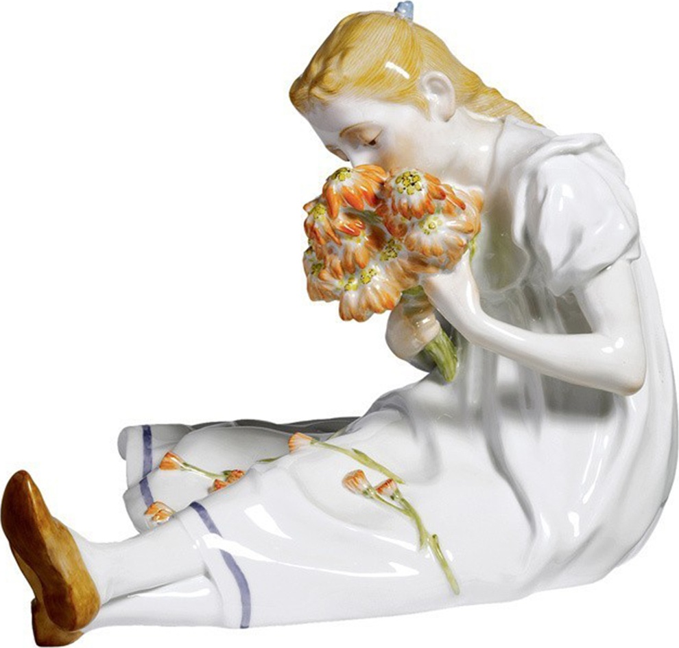 91607 Meissen Фигурка 16см "Девочка с букетом цветов" (Юлиус Конрад Хеншель, 1905г.) Фарфор 